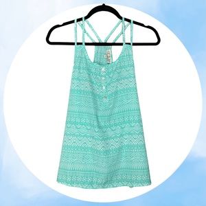 💙 3 for $12 Pink Rose Double Strap Tank Top Aztec Mint Green XS